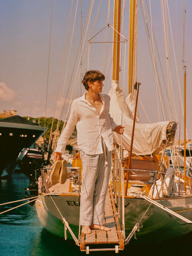 Camisa de lino Pamplona en blanco 
