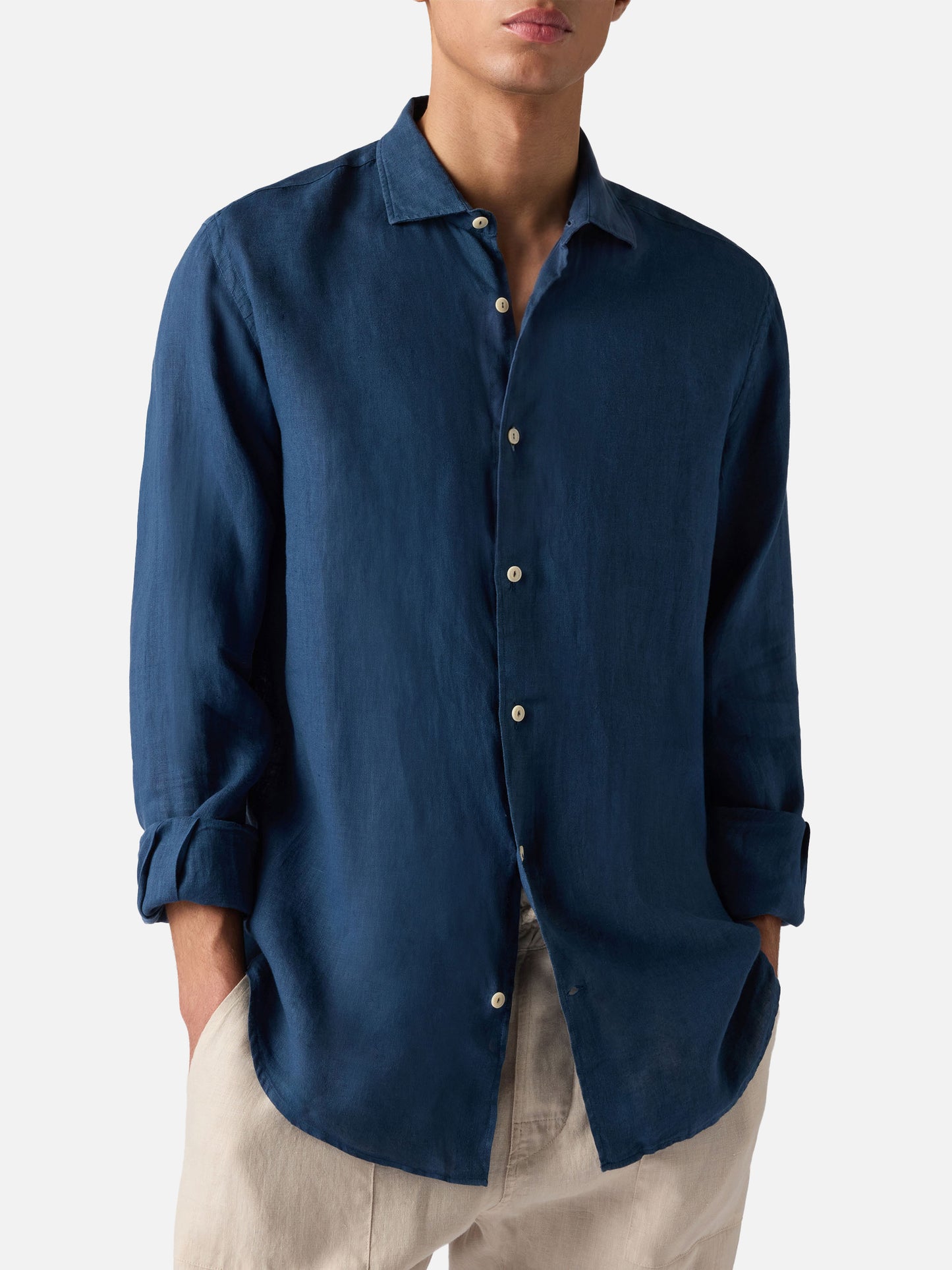 Camicia Pamplona in lino blu
