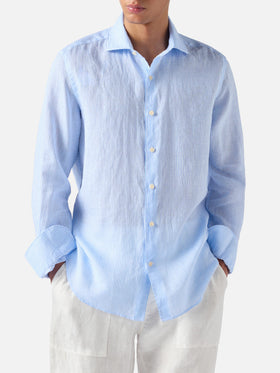 Light blue striped Pamplona shirt in linen