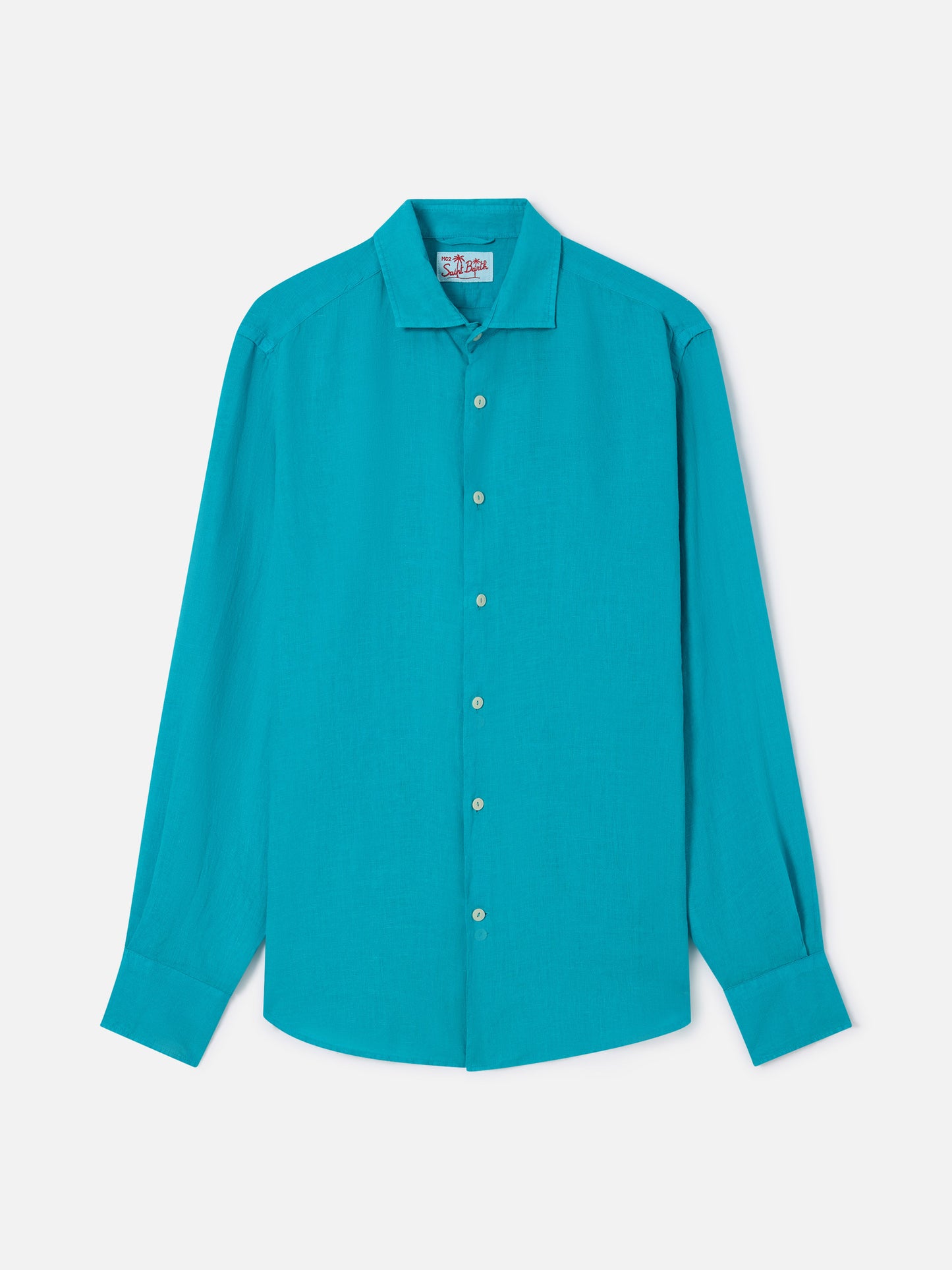 Chemise Pamplona en lin vert sarcelle 