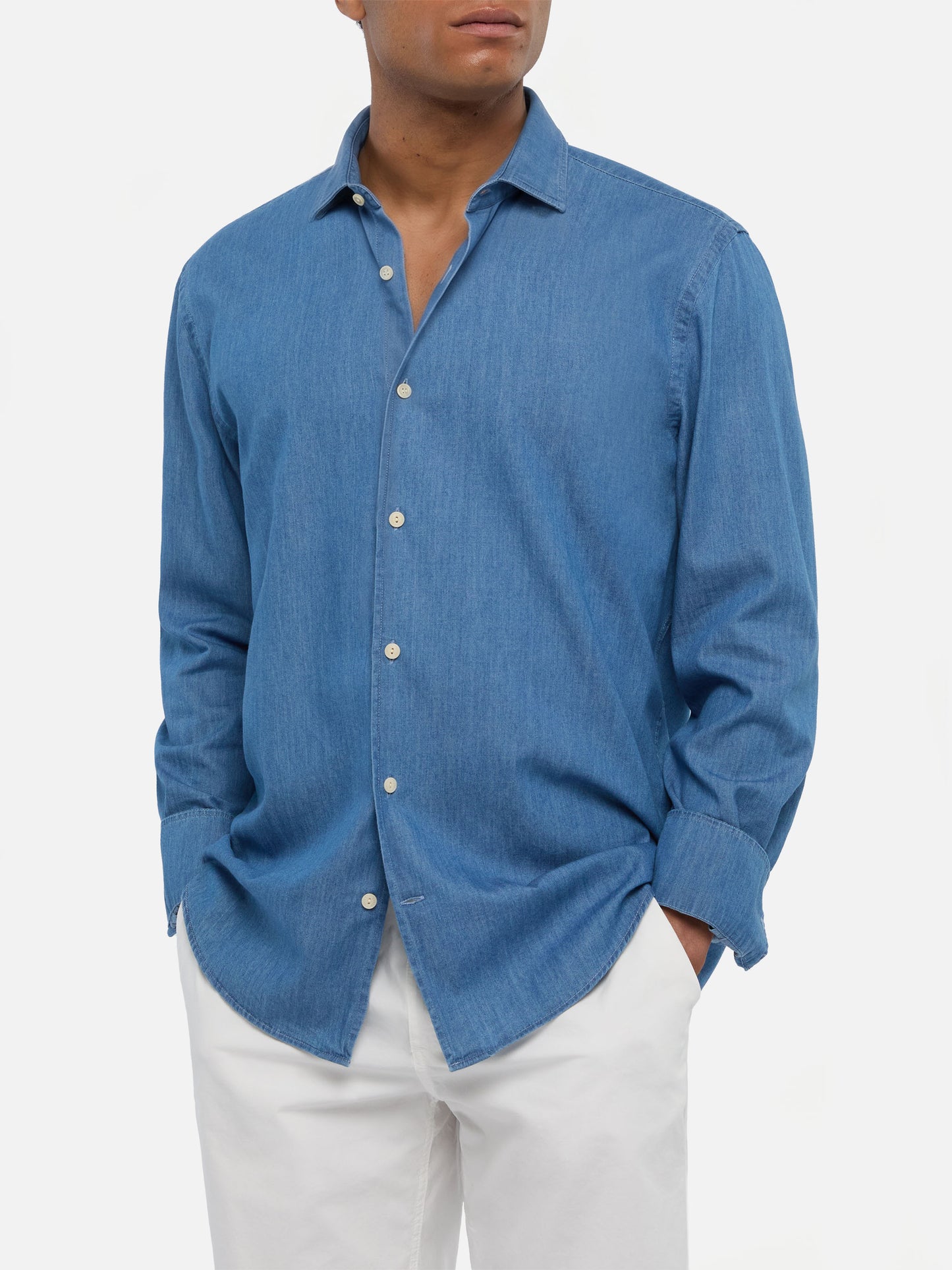 Camisa de chambray azul denim oscuro Pamplona 