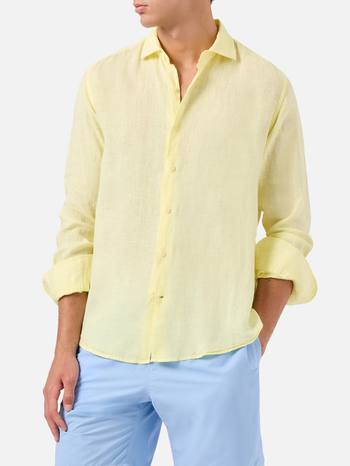 Chemise en lin Pamplona en jaune pâle 