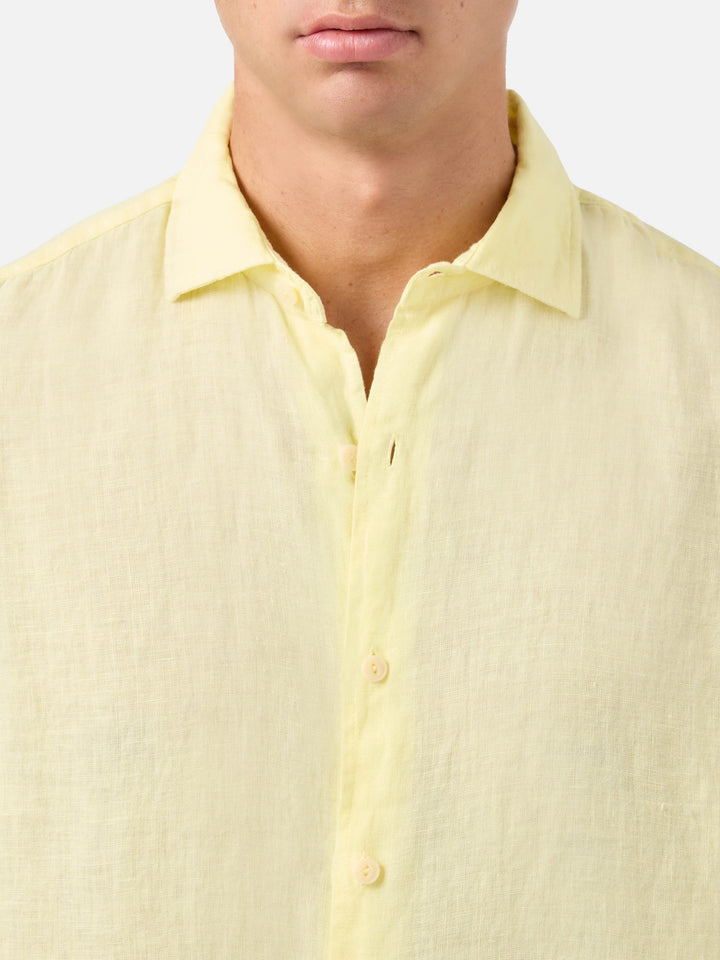 Chemise en lin Pamplona en jaune pâle 