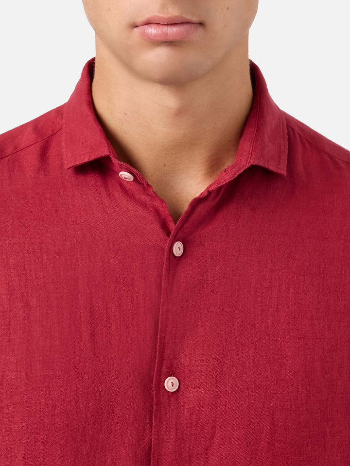 Chemise en lin bordeaux Pamplona 