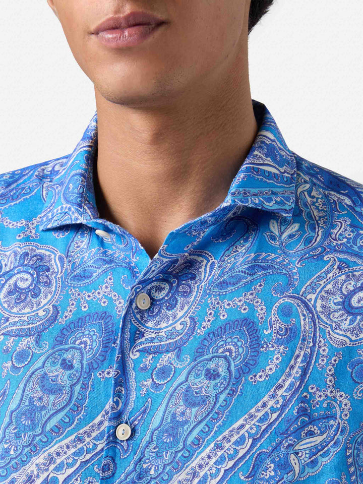 Camicia Pamplona in lino con stampa paisley