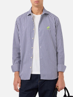 Pamplona navy and white striped cotton shirt