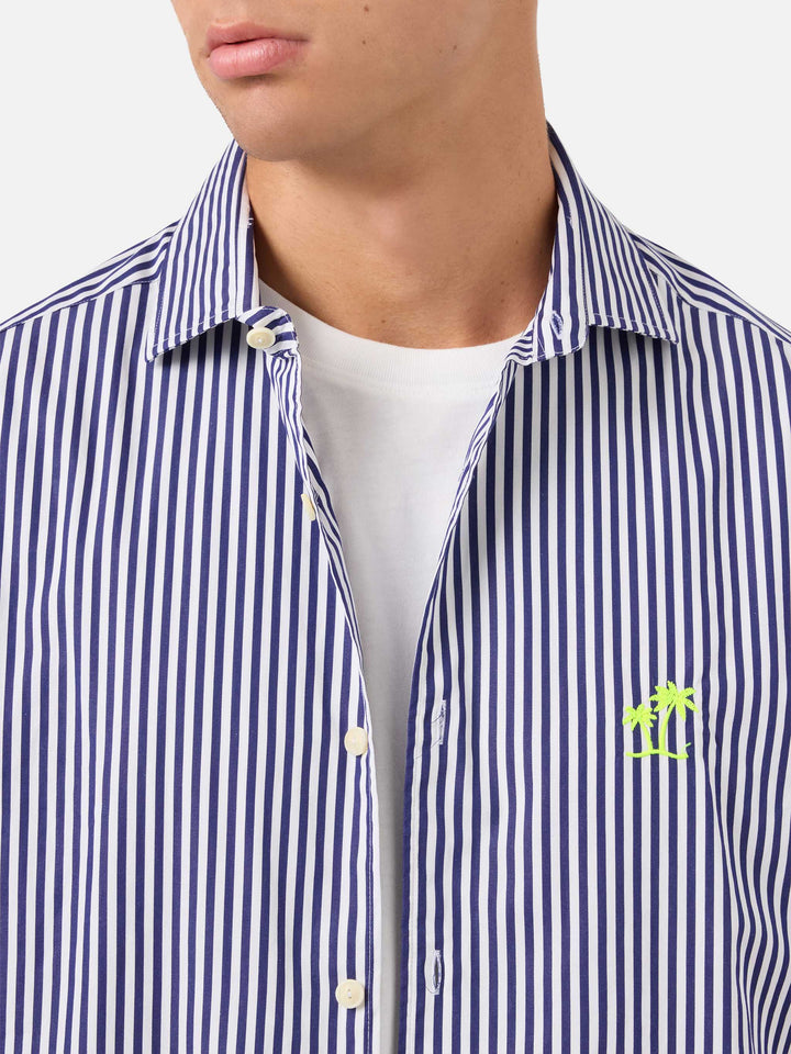 Pamplona navy and white striped cotton shirt