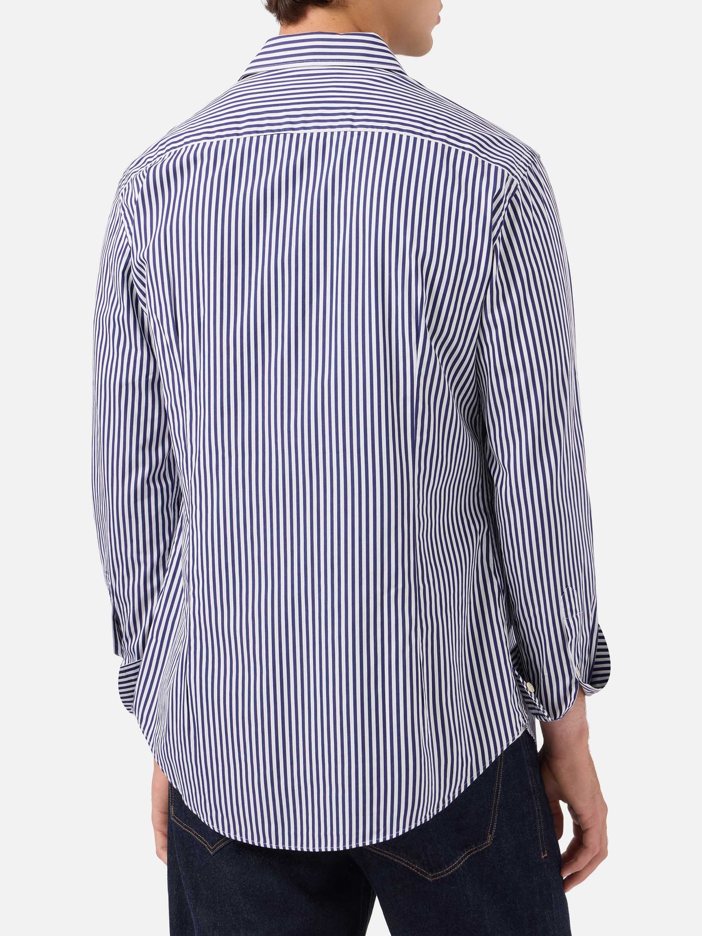 Pamplona navy and white striped cotton shirt