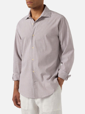 Chemise Pamplona marron à rayures en seersucker 