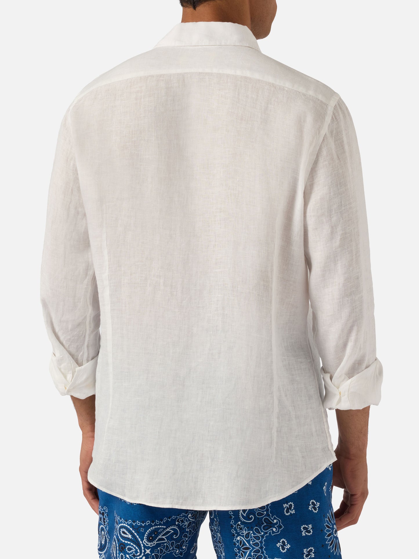 Camicia Pamplona in lino bianca tinta unita
