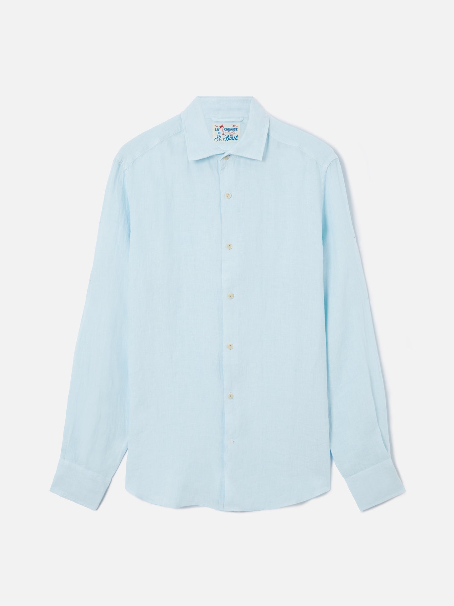 Camisa Pamplona azul claro en lino puro 