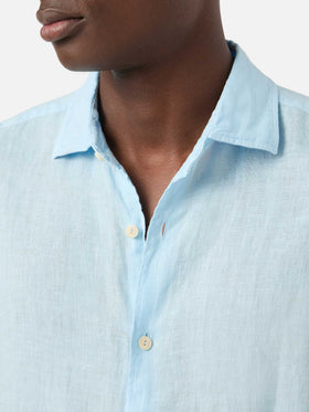 Camisa Pamplona azul claro en lino puro 