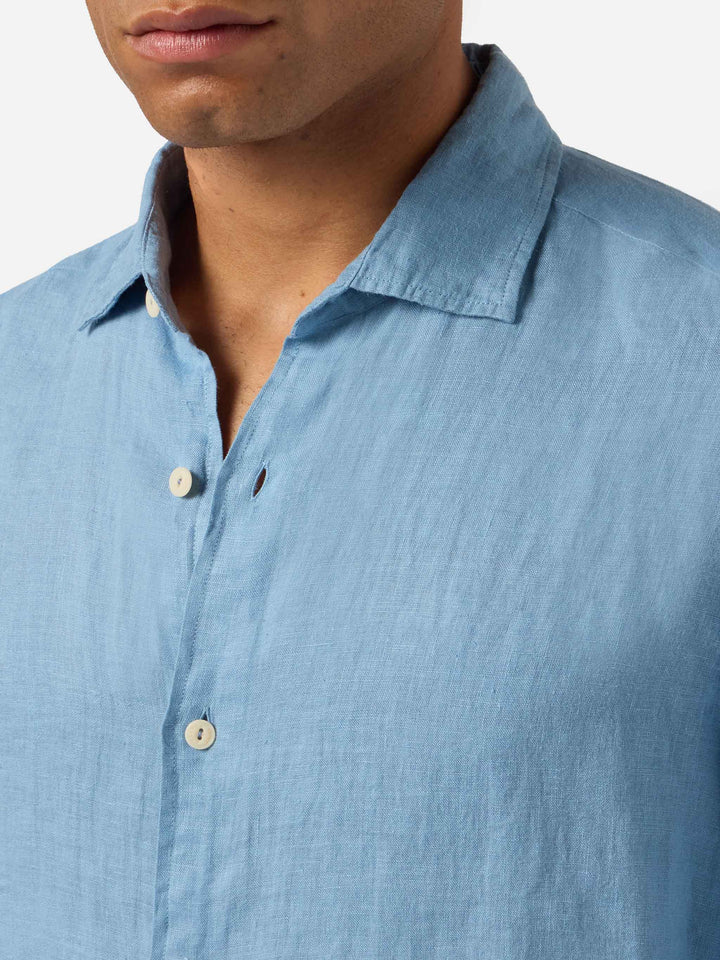 Powder blue Pamplona shirt in pure linen
