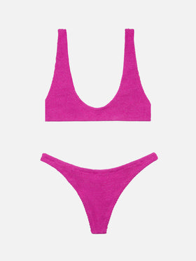 Bikini a bralette Pamy Naomi in crinkle lurex color fucsia