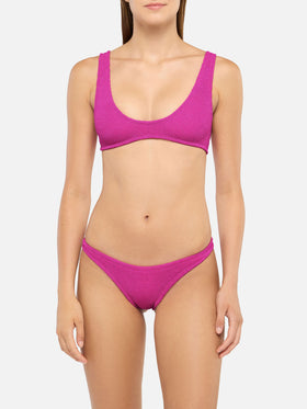 Bikini a bralette Pamy Naomi in crinkle lurex color fucsia
