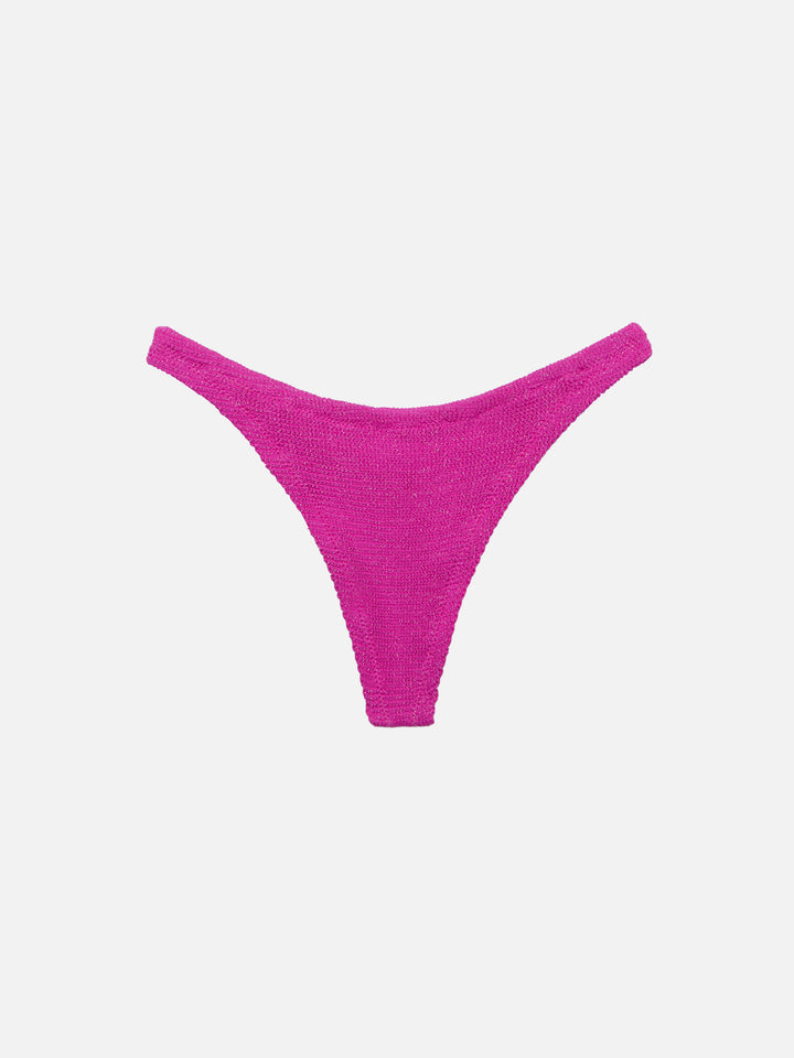 Naomi fuchsia lurex crinkle cheeky swim briefs