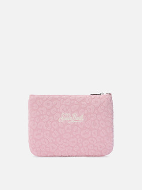 Parisienne Sponge pouch con motivo leopardato in rilievo e trcolla removibile 