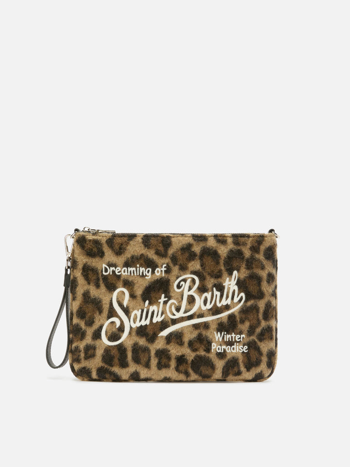 Borsa crossbody Parisienne Felt in misto lana leopardata