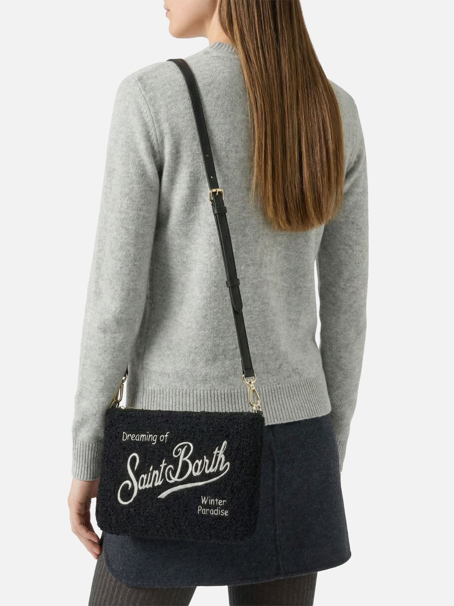 Parisienne Tweed Crossbody Bag aus schwarzem Tweed