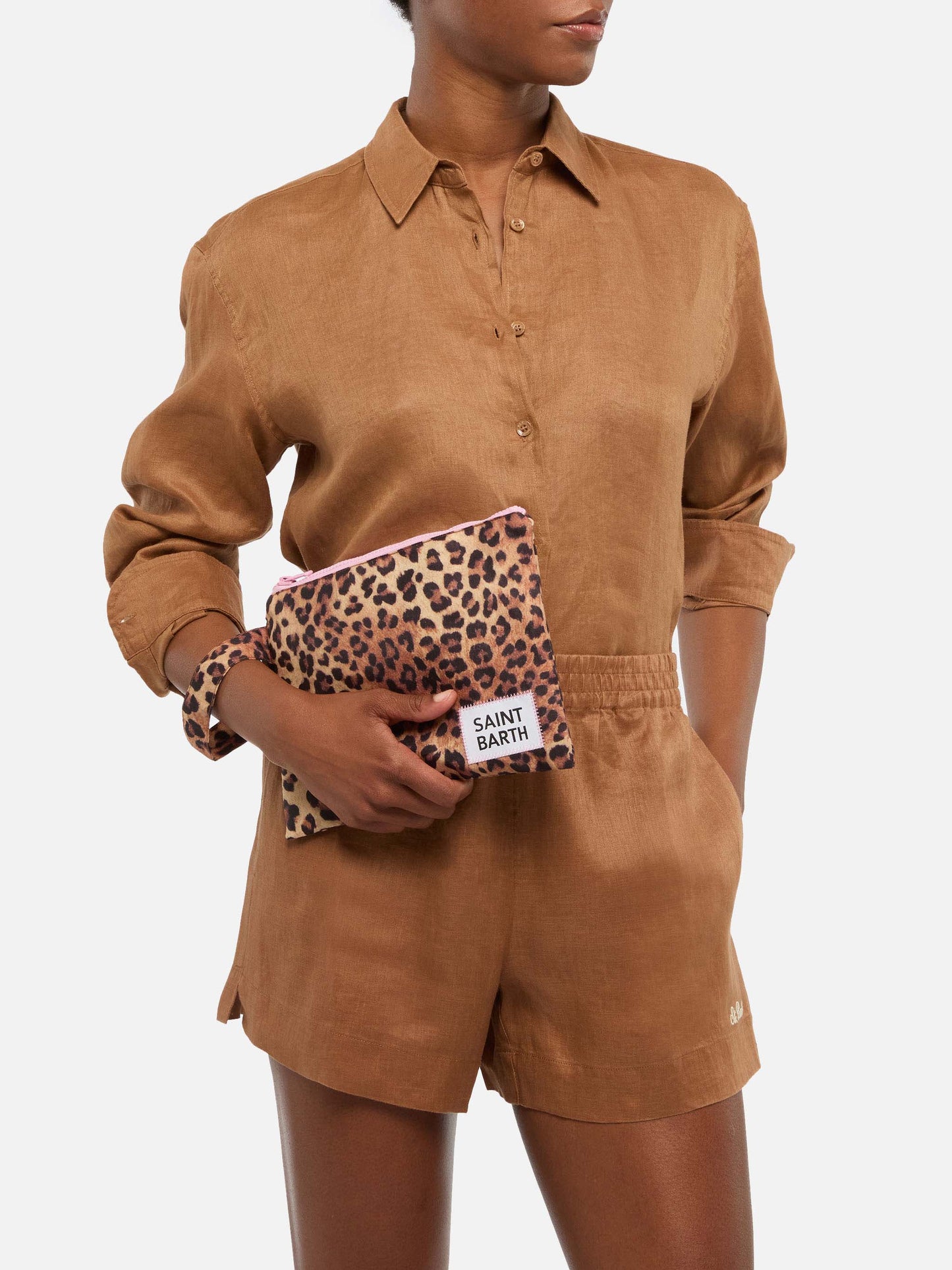 Pareasy nylon pochette with animalier print