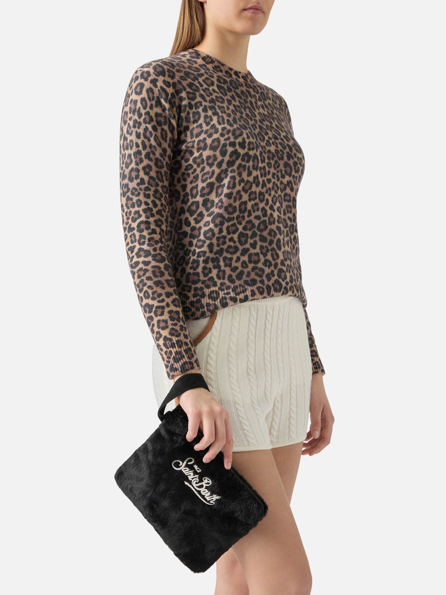 Pareasy-Beutel aus schwarzem Kunstpelz