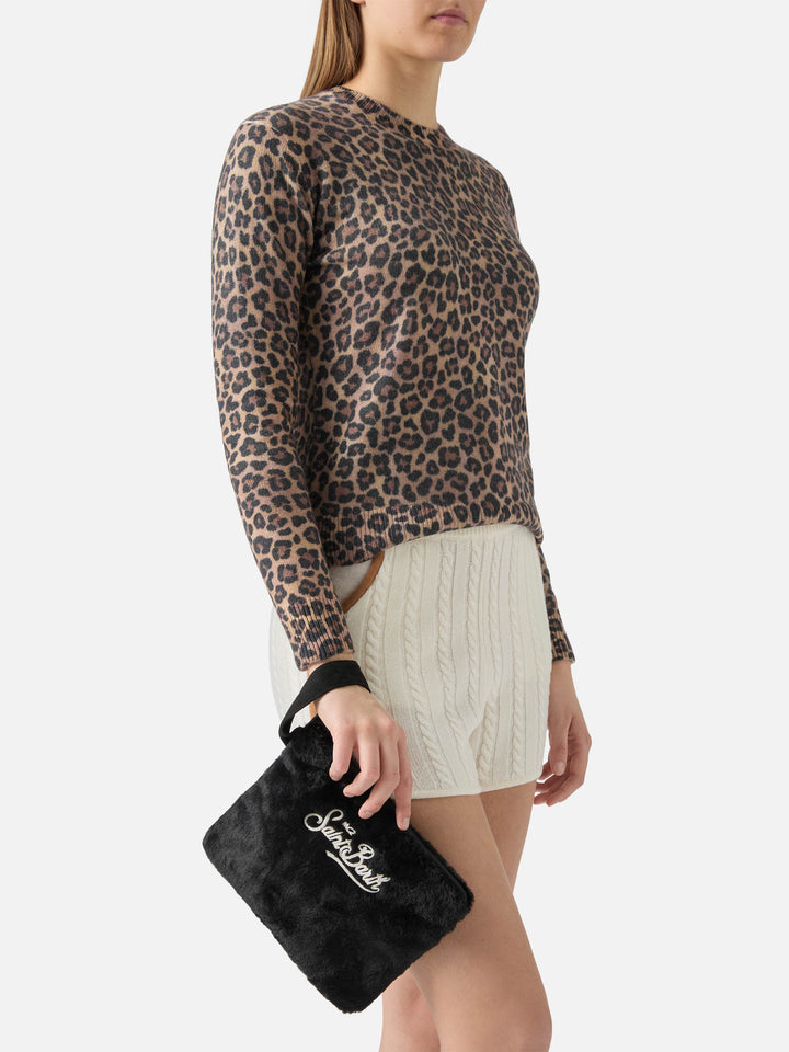 Pareasy-Beutel aus schwarzem Kunstpelz