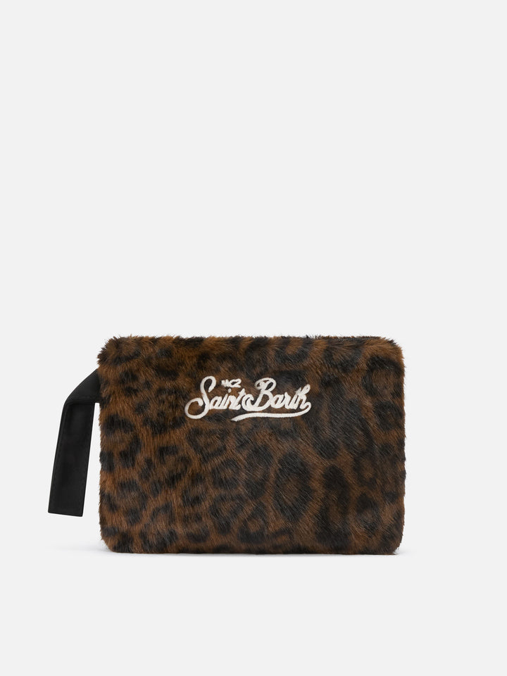 Pareasy de piel sintética pochette con estampado de leopardo 