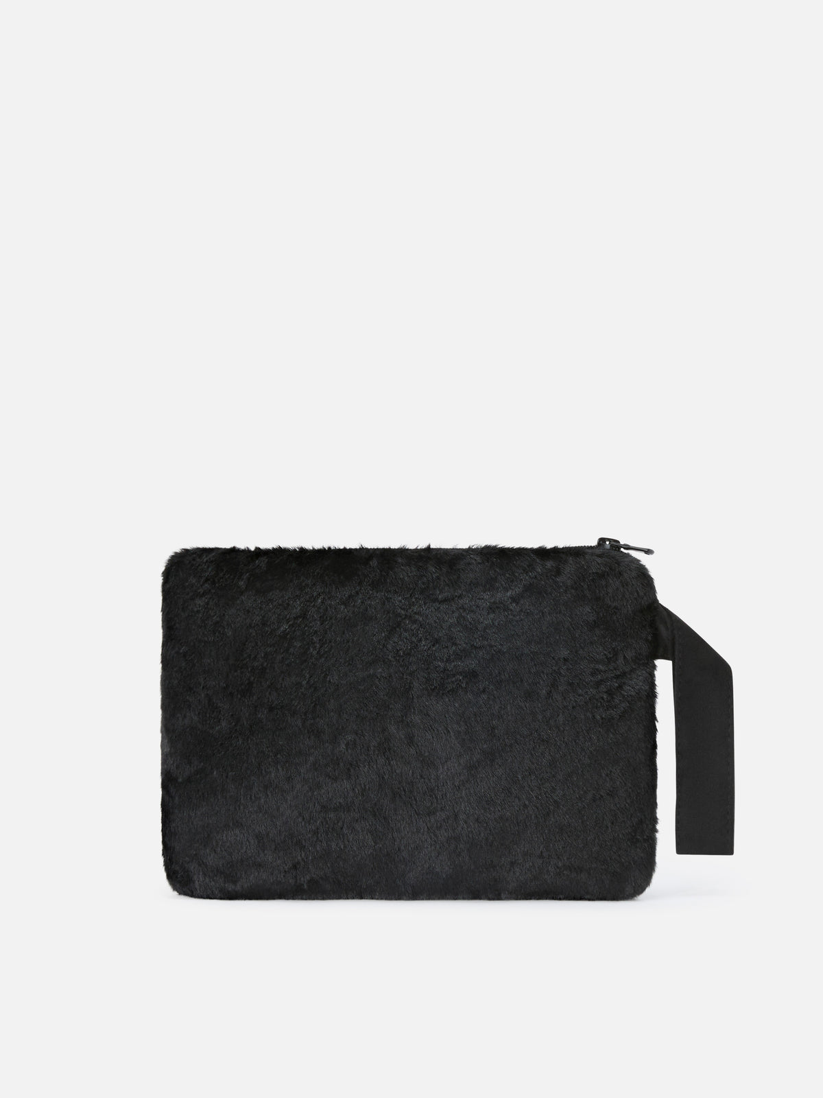 Black Pareasy faux fur pochette with logo embroidery