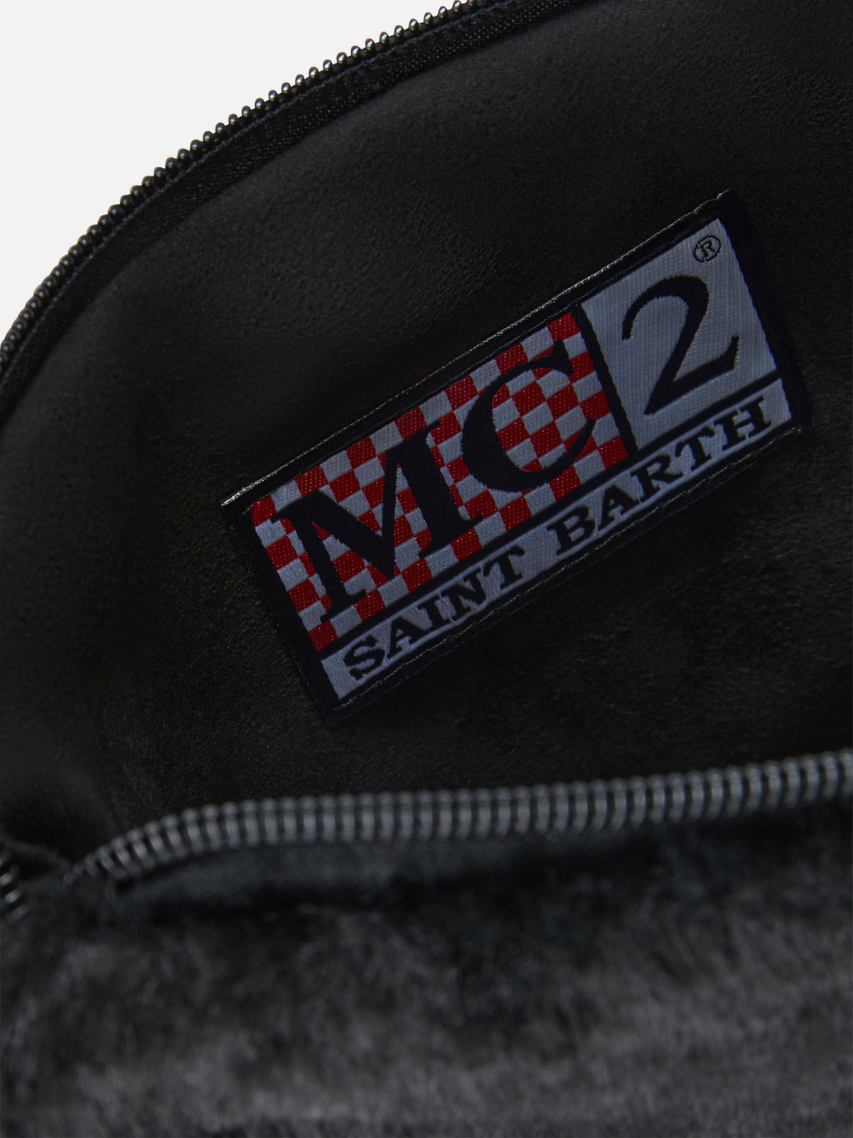 Black Pareasy faux fur pochette with logo embroidery
