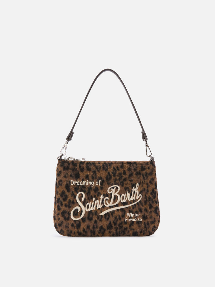Mini Parisienne felt shoulder bag with leopard print