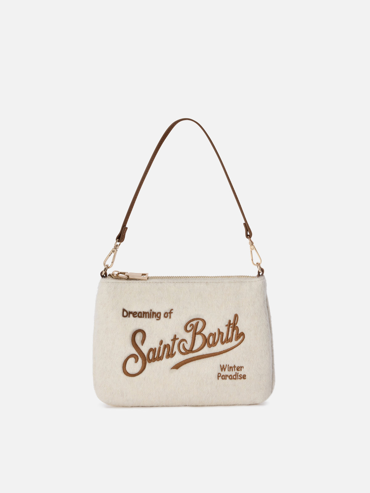Sac porté épaule en feutre Off white Mini Parisienne avec broderie logo 