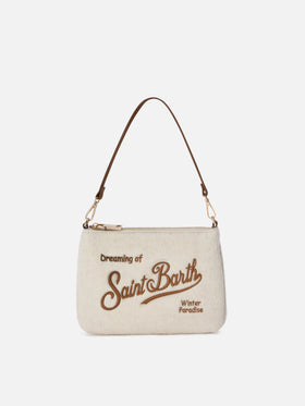 Sac porté épaule en feutre Off white Mini Parisienne avec broderie logo 