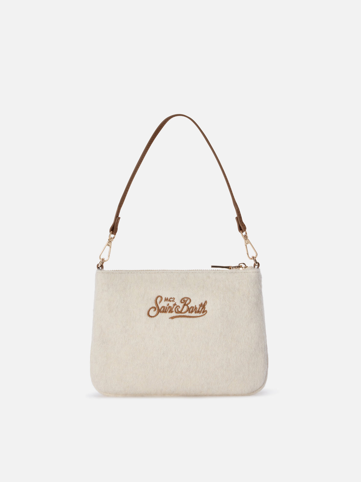 Sac porté épaule en feutre Off white Mini Parisienne avec broderie logo 
