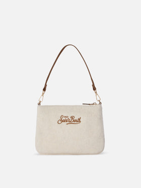 Sac porté épaule en feutre Off white Mini Parisienne avec broderie logo 