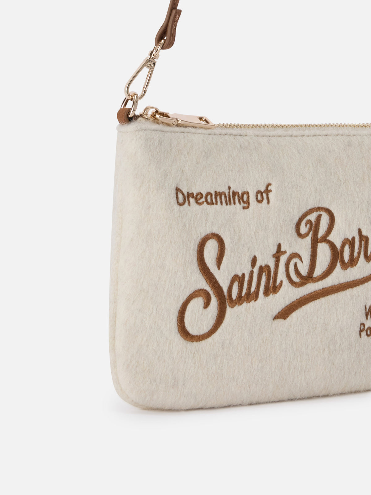 Sac porté épaule en feutre Off white Mini Parisienne avec broderie logo 