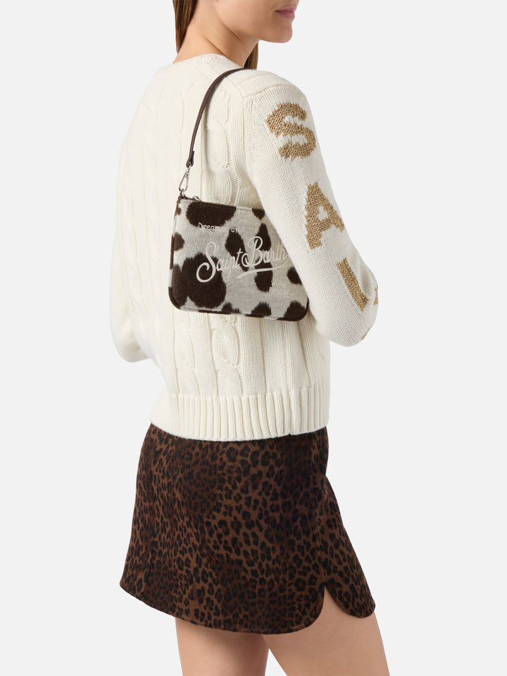 Parisienne Mini Shoulder Bag in cow-print wool blend