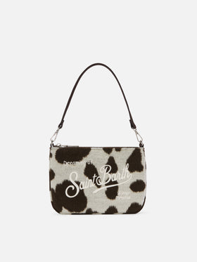 Parisienne Mini-Schultertasche aus Wollmischung mit Kuhfellmuster