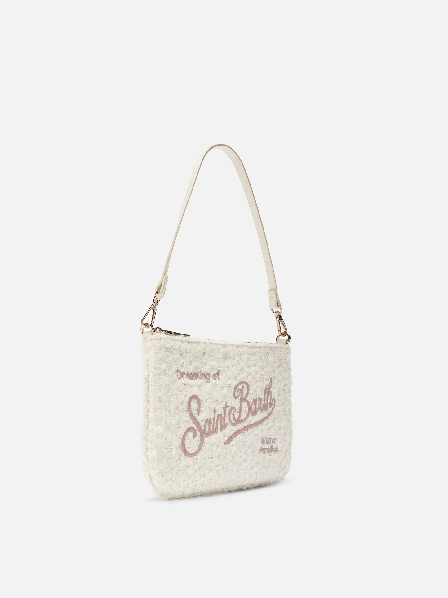 Parisienne Mini-Schultertasche aus weißem Tweed