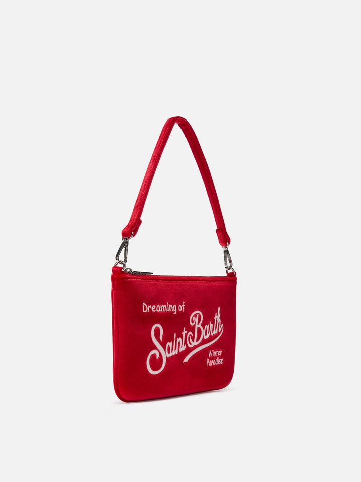 Parisienne Mini Shoulder Bag in red velvet