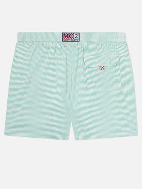 Patmos seersucker striped swim shorts in sage green and white