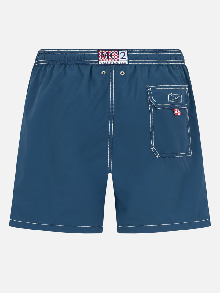 Navy blue classic light swim shorts Patmos - MC2 Saint Barth