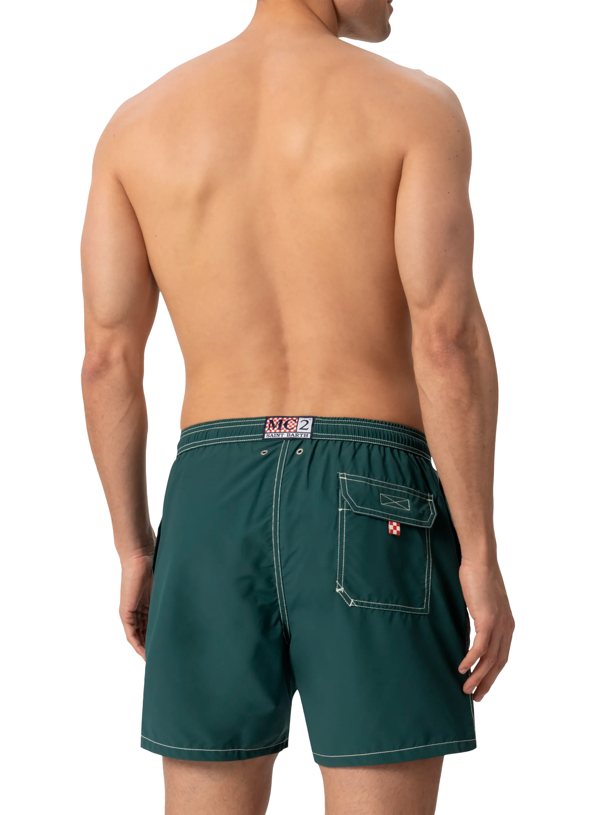 Green mid-length classic light swim shorts Patmos - MC2 Saint Barth