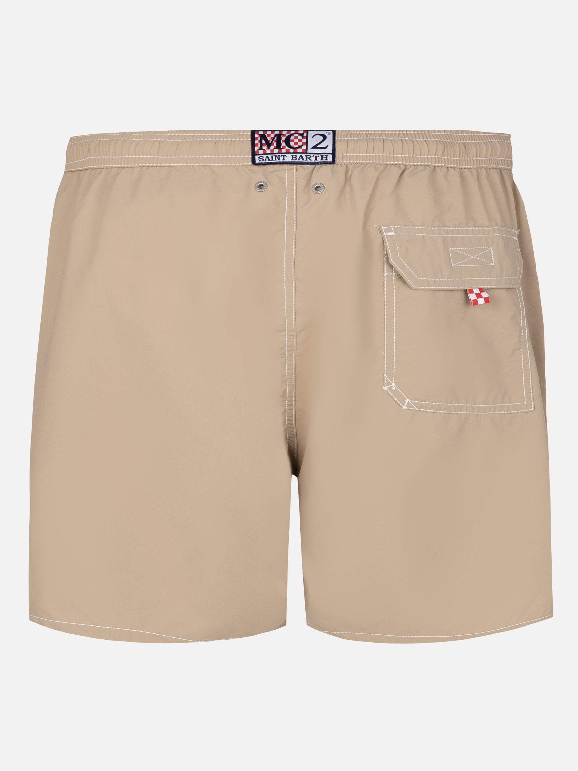 Beige mid-length classic light swim shorts Patmos - MC2 Saint Barth