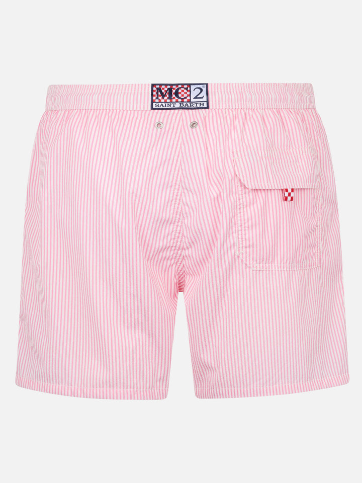 Costume classico leggero Patmos in seersucker a righe rosa