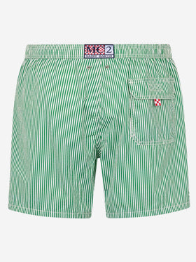 Grün gestreifte Seersucker-Badeshorts Patmos