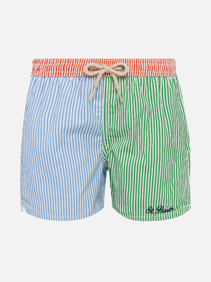 Patmos Jr seersucker striped mid-length swim shorts - MC2 Saint Barth