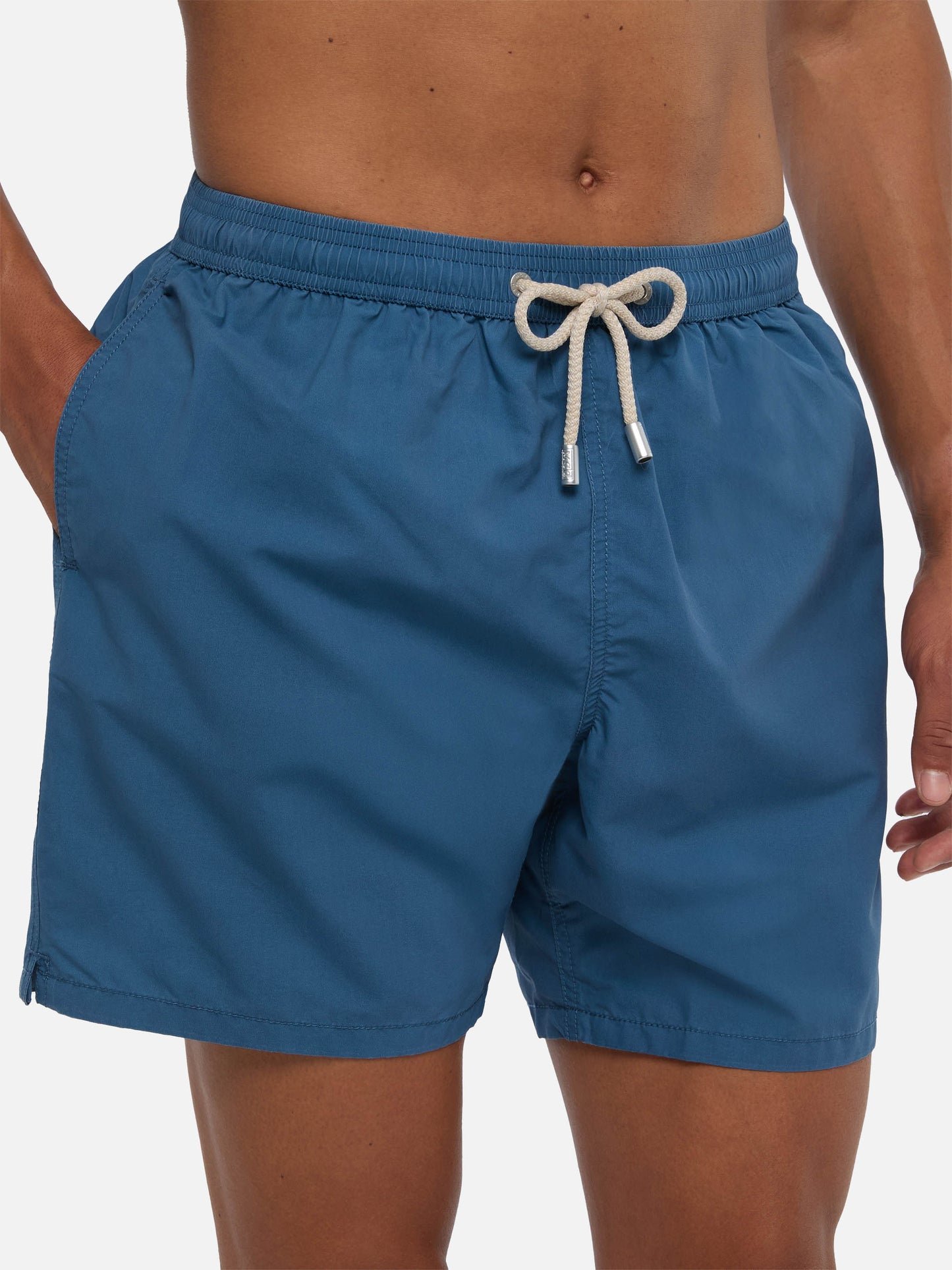 Short de bain Patmos coloris dusty avec effet usé et broderie logo 