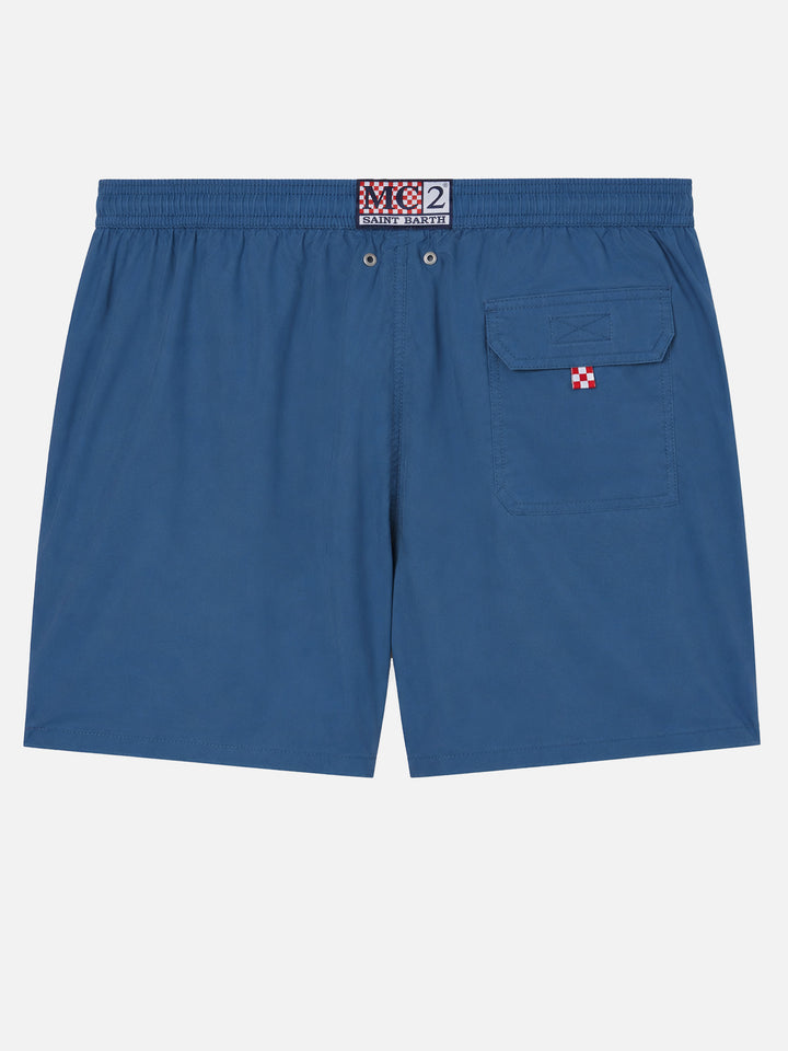 Patmos-Badeshorts in Navy blue mit Used-Effekt und Logostickerei 