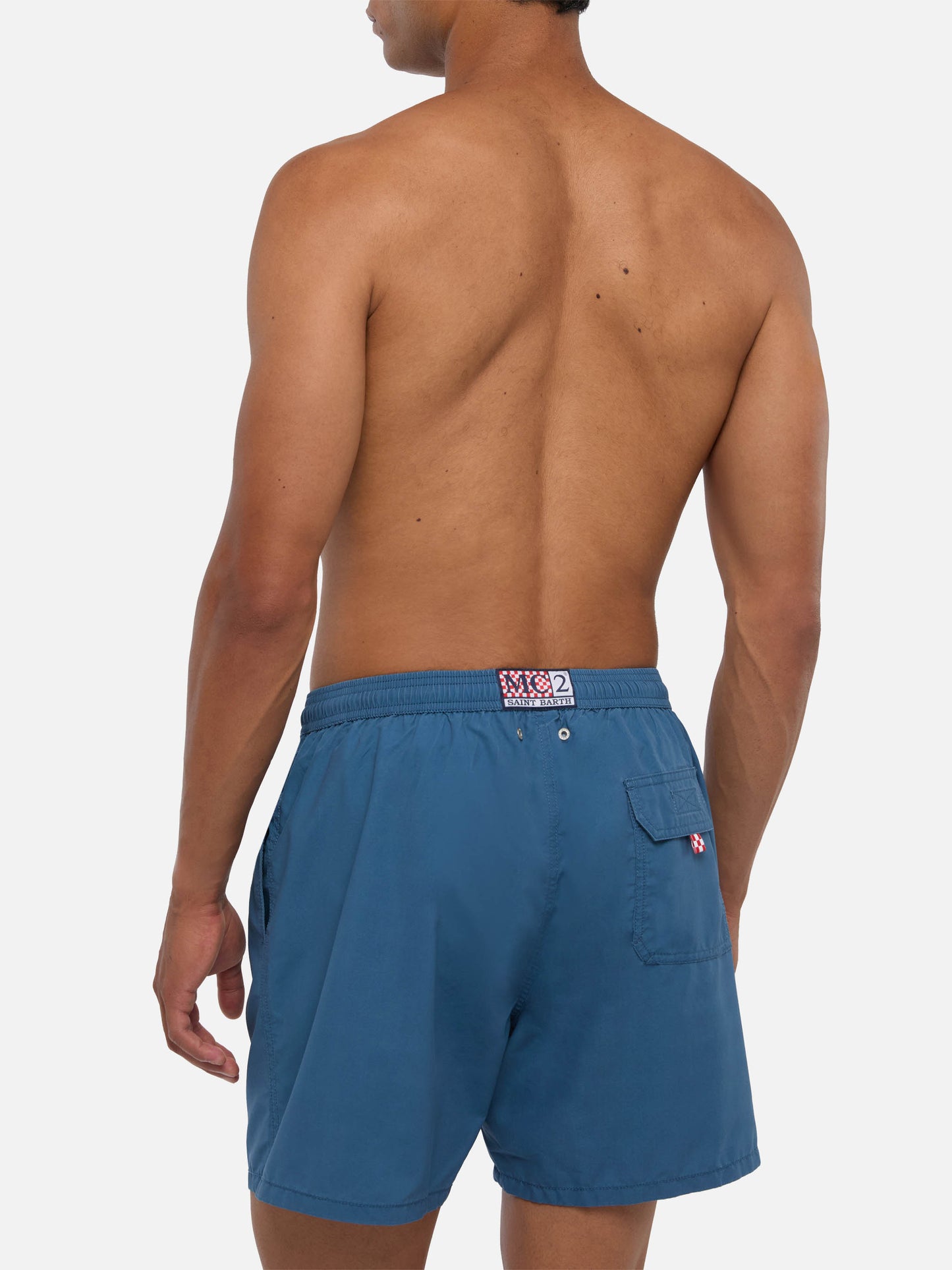 Short de bain Patmos coloris dusty avec effet usé et broderie logo 