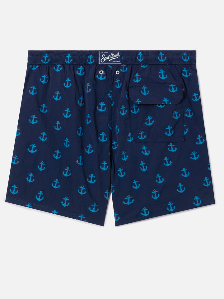 Patmos swim shorts in blue with all-over anchor print